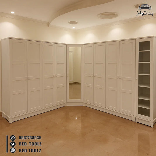 دولاب ملابس ابيض كامل زاويه باب واحد