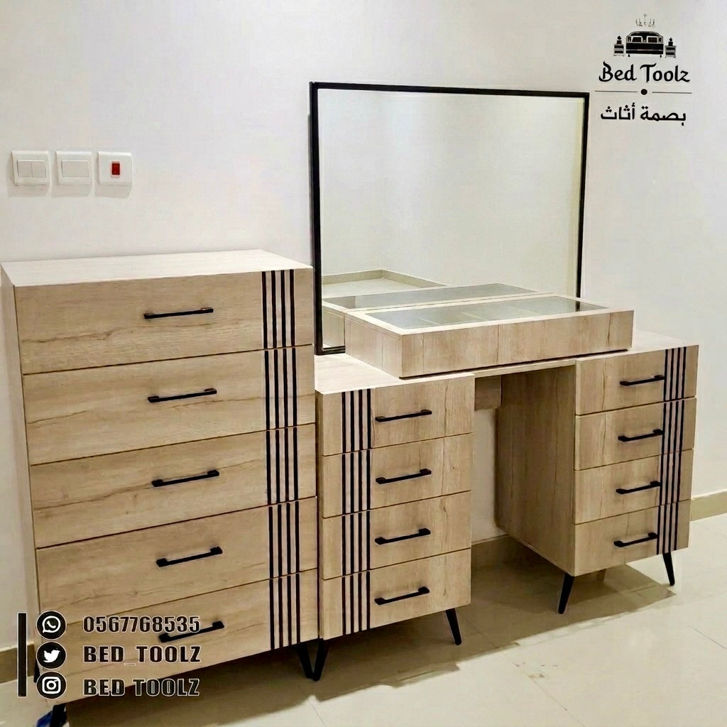 غرفه نوم خشبية رمادية راقية