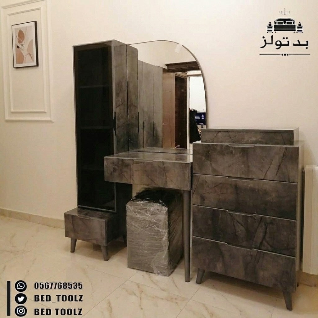 غرفة نوم دخاني بلمسة رخامية فاخرة
